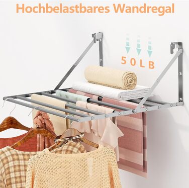 Настінна сушарка для білизни Innotic - розкладний, вологостійкий, сірий, 60 см