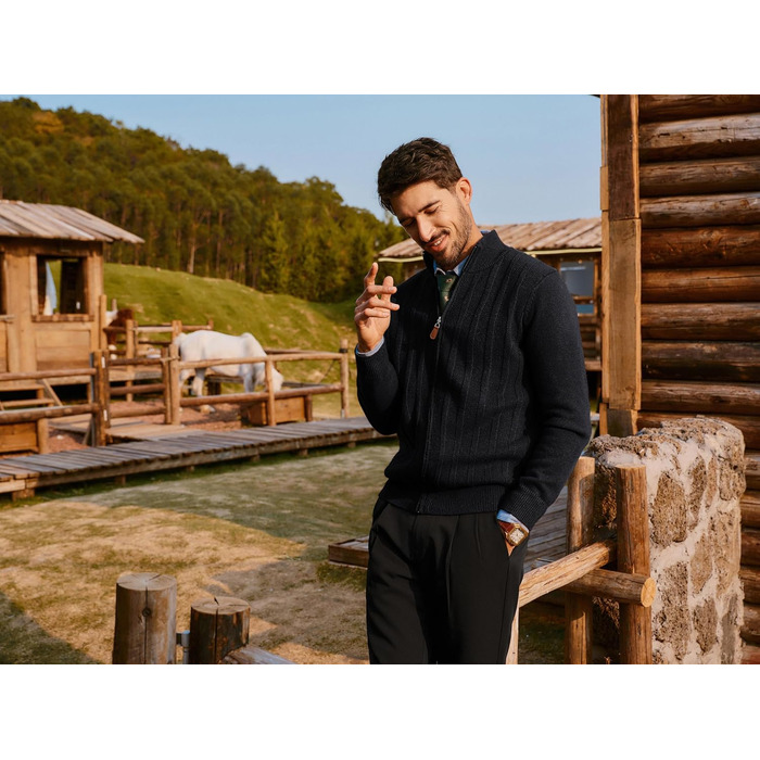 Кардиган чоловічий PJ PAUL JONES на блискавці та зі стійким коміром, чорний (S)