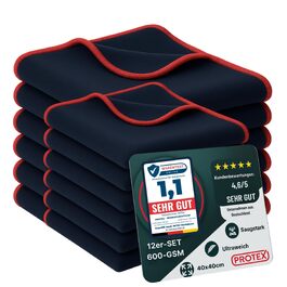 Набір мікрофібрових серветок для автомобіля PROTEX 40x40 см, 380 GSM, безворсові та м'які рушники для чистки та полірування кузова, 12 шт.