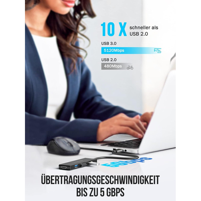 Док-станція USB-C Hub з 3 дисплеями, 2025 Upgrade: Dual 4K HDMI, VGA, 1000M Ethernet, 4 USB A 3.0/2.0, 100W PD, SD/TF, AUX 3.5mm, адаптер USB Multiport для Windows/Mac/Dell/HP та інших пристроїв з Type C (Чорний)