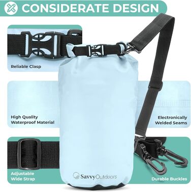 Waterproof Dry Sack – 5L, 10L, 20L, or 30L – waterproof bags to protect food and gear at the beach or while kayaking, hiking, camping, and boating – the perfect dry bag for wet outdoor activities