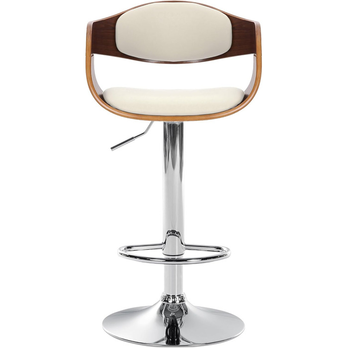 Kingston Adjustable Bar Stool with Faux Leather Seat - Walnut/White Finish