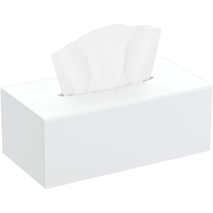 HIIMIEI Cosmetic Tissue Box, 25.0x13.0x9.0 cm Acrylic Tissue Box | Tissue Box with Magnetic Cover for Dining Room Bathroom Bedroom Car Office - White