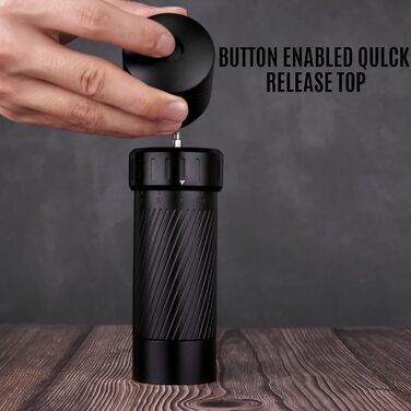 Homnoble Professional Pepper Grinder, Metal High-Performance Pepper Grinder, Heavy-Duty Pepper Grinder, Manual Aluminum Refillable Pepper Grinder with Latest External Adjustable Coarseness Design