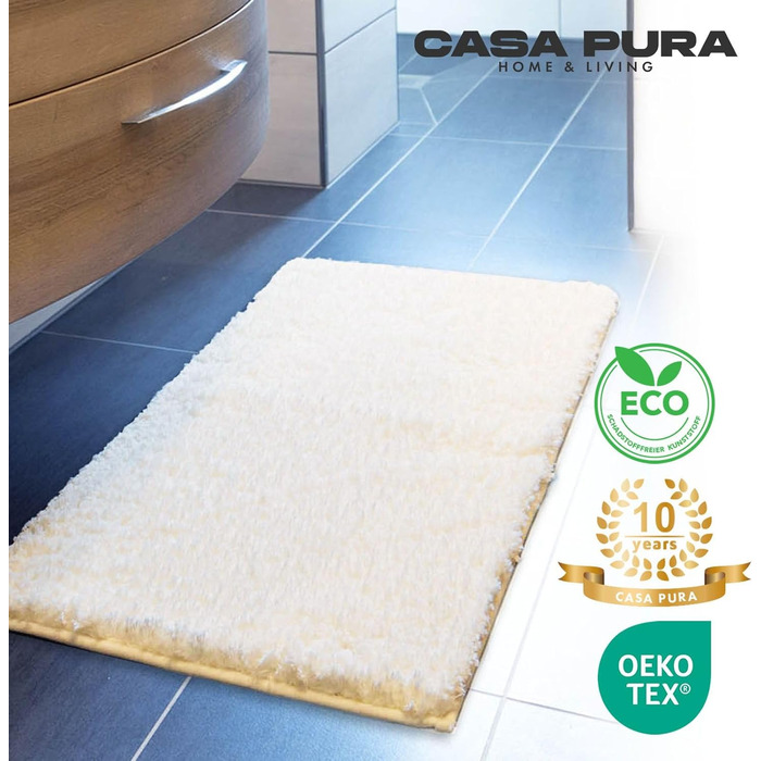 Casa Pura килимок для ванної кімнати, 70x120 см, кремовий, м'який, антиковзний, для душу, Casa Pura Ivory Sky Soft