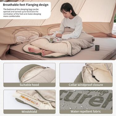 Спальний мішок Naturehike для дорослих: легкий, теплий, бавовняний, для кемпінгу та туризму (зелений, B300)