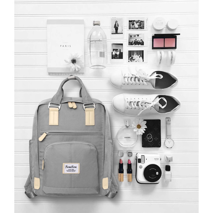 Шкільний рюкзак YAMTION для дівчат-підлітків, 15.6 дюймів, з відділенням для ноутбука та USB-портом, для школи, університету, подорожей, роботи, офісу, бежевий