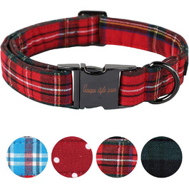 Нашийник для собак Unique Style Paws, регульований, м'який та зручний, в клітинку, для малих, середніх та великих собак, обхват шиї 25,4–40,6 см, червоний