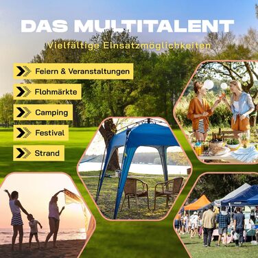 Lumaland Outdoor Pavilion 2.5 x 2.5m | Waterproof & UV Protection | Garden Tent including 1 Side Panel, Bag & Stakes | Robust Camping & Party Tent | Pop-Up Tent Setup in 2 Minutes [Blue]