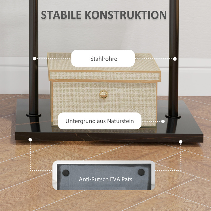 HOMCOM Coat Rack Clothes Rack with Hooks & Tray for Clothes & Hats, Hallway & Entrance, 45x28x148 cm Black