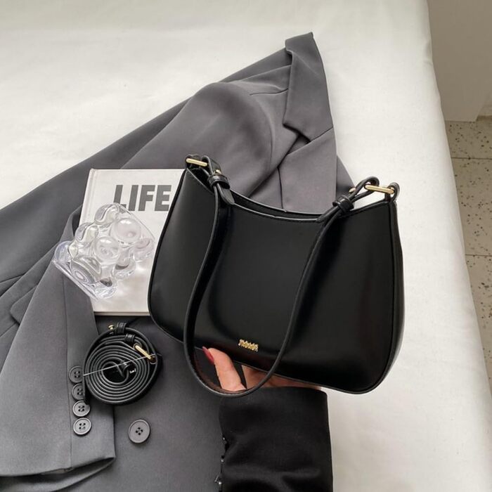 Сумка жіноча Aucuu через плече міні Hobo Bag Y2K чорна з PU шкіри для побачень та покупок