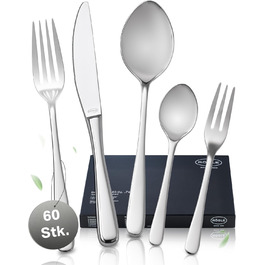 RÖSLE PASSION Cutlery Set for 12 People – 60-Piece Highly Polished Stainless Steel 18/10 Cutlery Set – Premium Dinnerware Set, Dishwasher Safe, in Elegant Gift Box 60-Piece Dinnerware Set