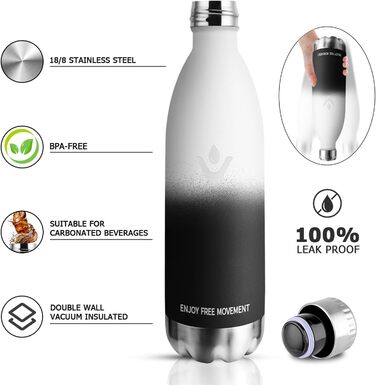 Термофляга 1000 мл, сталева, без BPA, для спорту та подорожей, зелена