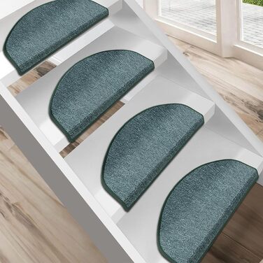 Килимок на сходинки Floordirekt 15 шт. (65x23 см, напівкруглий, зелений) для внутрішніх сходів, самоклеючий, захист сходів