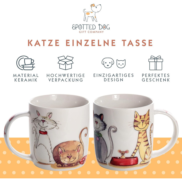 SPOTTED DOG GIFT COMPANY - Mug with Cat Motifs - White - Large