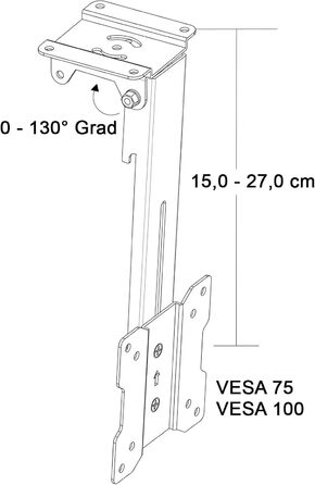 Кронштейн для телевізора Drall на стелю, чорний, для LCD/LED 11-27