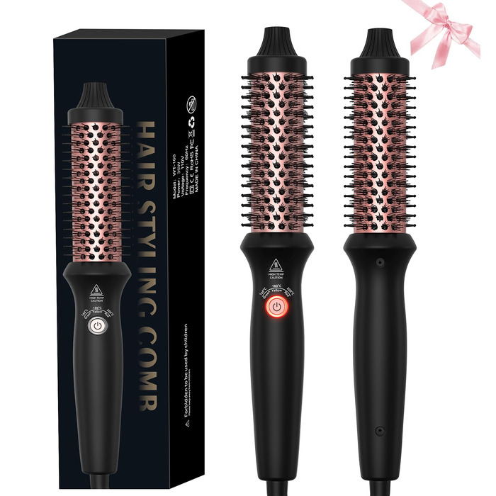 Мультистайлер для волосся 6 в 1 UKLISS Air Styler Set з дифузором, професійний фен-щітка 1000 Вт з LCD-дисплеєм, набір для укладки: локони, об'єм та вирівнювання, колір рожеве золото