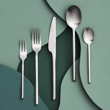 SPRINGLANE Cutlery Set 20-piece, brushed stainless steel, robust cutlery set for 4 people made of rust-resistant 18/10 stainless steel, including knife, fork, soup spoon, teaspoon, and cake fork.