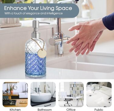 Скляні дозатори для мила Topsky (2 шт.), 400 мл, з нержавіючою помпою, для кухні та ванної кімнати