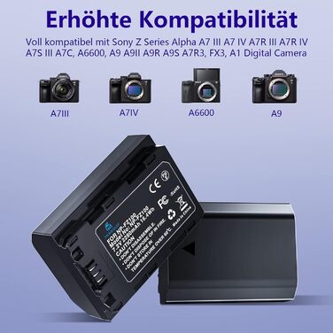 Акумулятор NP-FZ100 Homesuit 2280mAh + Двопортове зарядне пристрій LED для Sony ZV-E1, FX3, FX30, A7RIII, A7RV, A7RIV, A7SIII, A7III, A7IV, A7C, A7CII, A6600, A6700, Alpha A1, A9, A9II, A9III, 9R, A9R, 9S (2 шт.)