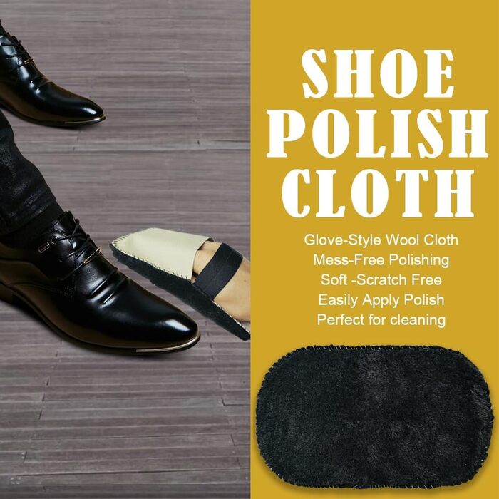 COMVERIX Set with 2 Black Nail Polishes, 45 ml, Nail Polish Set with Shoe Cream, Shine Cloth, Durable Horn, Shiny Finish, Black Shoe Polish Included, Black, 50ml