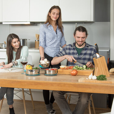 Relaxdays Bamboo Knife Block with Bristles