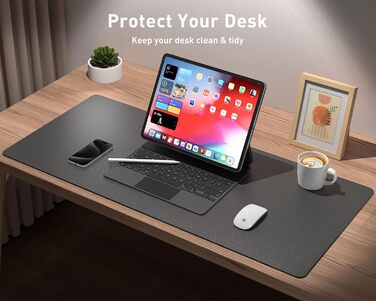 Підкладка для столу Aothia, килимок для миші з шкіри та антиковзкого замшу, багатофункціональна офісна підкладка для ноутбука, захист столу для офісу/дому (60x35 см, сірий)