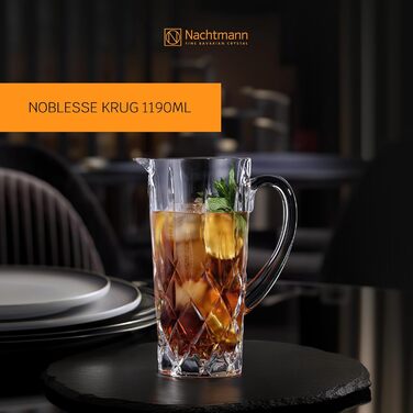 Nachtmann Glass Pitcher, 1190 ml, Noblesse, 101969, Water Pitcher made of Crystal Glass, Dishwasher Safe, Made in Germany