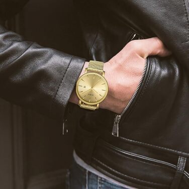 Годинник чоловічий BUREI, мінімалістичний аналоговий кварцовий, водонепроникний, ультратонкий. Чудовий подарунок для чоловіків (Rosegold Black Rose)