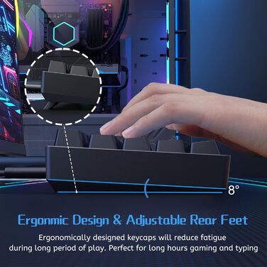 Dierya DK61se - Механічна ігрова клавіатура 60% з Blue Clicky Switch, Anti-Ghosting, USB-C, US Layout, білий корпус