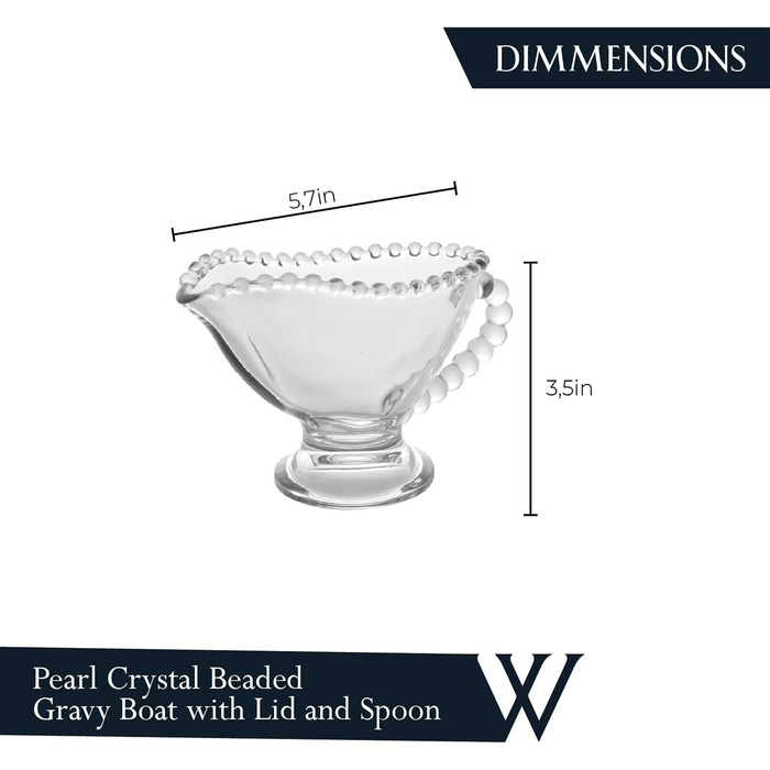 WOLFF Pearl-Crystal Sauce Boat with Handle, Sauce Bowl for Sauces, Harvest Festival Sauce Dish