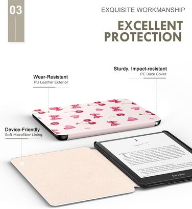 Чохол MoKo для Kindle Paperwhite 12th Gen 2024 та Kindle Colorsoft Signature Edition 2024, PU шкіра, авто-сон/пробудження, сірий ліс (kirschbogen)