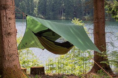 Тент Amazonas Traveller Tarp | Легкий, водонепроникний тент для кемпінгу та гамаків. Ripstop-нейлон, розмір 3,40м x 2,80м, вага 0,8 кг.