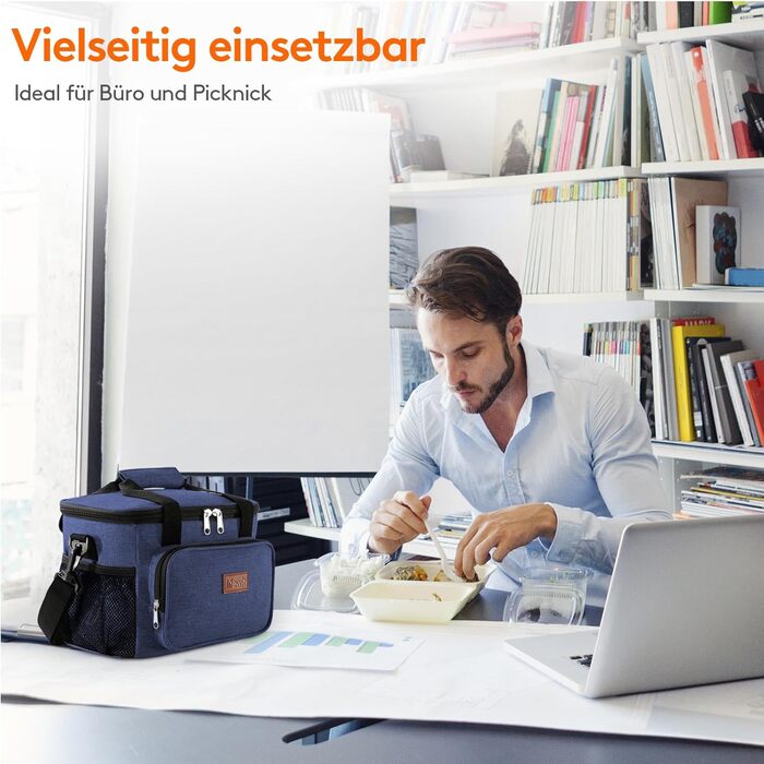 Термосумка LifeWit 15L: компактна, ізольована сумка-холодильник для їжі, напоїв, пікніків та подорожей. Водонепроникна, сіра, для чоловіків та жінок.