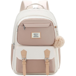 Шкільний рюкзак для дівчаток з відділенням для ноутбука 15.6 дюймів, бежевий, для старшої школи та коледжу