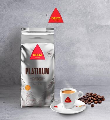 Кава в зернах Delta Cafés Platinum, інтенсивність 12, суміш арабіки з нотками меду та стиглих фруктів, 2 кг (2 упаковки по 1 кг)