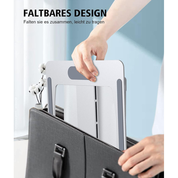 Підставка для ноутбука Glangeh, регульована по висоті, ергономічна, портативна, для столу, складана, з алюмінію, сумісна з MacBook Air/Pro (10–16 дюймів), срібна