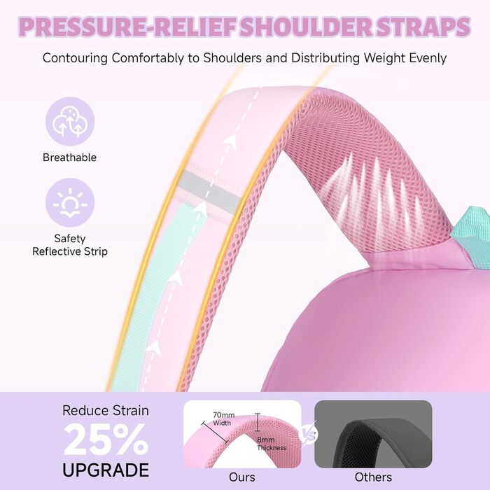 Рюкзак для дівчинки Tanou, великий шкільний рюкзак для підлітків, з тканини Оксфорд, з кількома відділеннями (рожево-зелений)