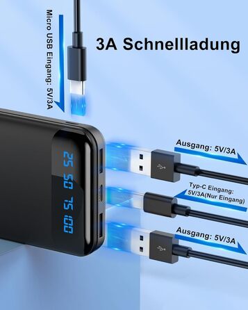 Enerwow Power Bank 2 шт. 16000mAh: портативний зарядний пристрій з LCD дисплеєм для iPhone 15/14/13/12 Pro Max та смартфонів (чорний/білий)