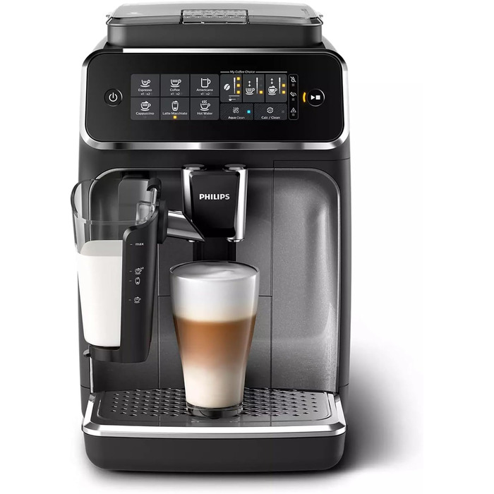 Philips 3200 Fully Automatic Coffee Machine – LatteGo Milk System, 5 Coffee Specialties, Intuitive Touch Display, Silver (EP3246/70) Latte Go 5 Coffee Specialties