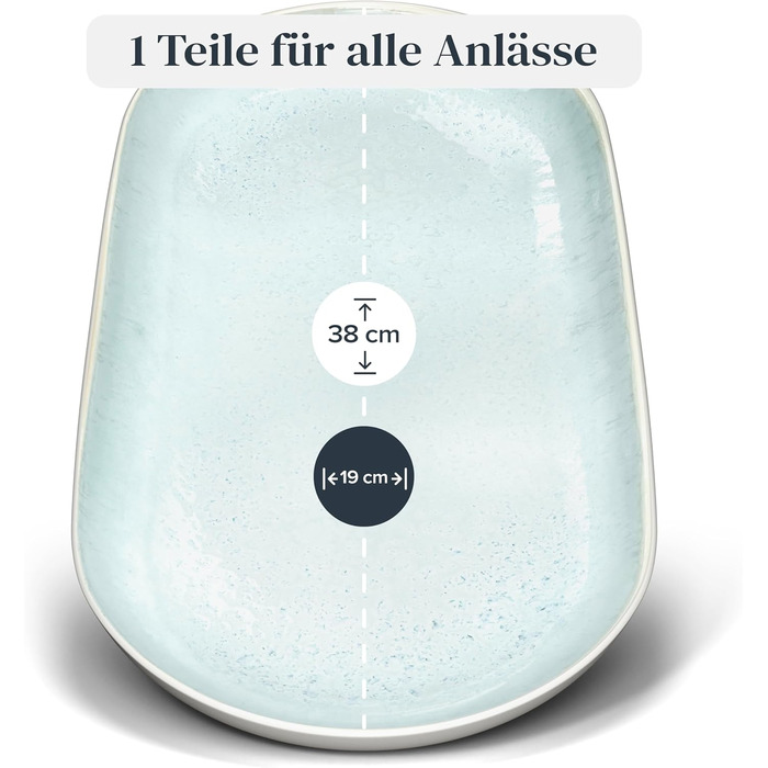 Сервірувальна тарілка Steingut Ibiza - велика, овальна, бежево-блакитна. Ідеальна для створення атмосфери Середземномор'я