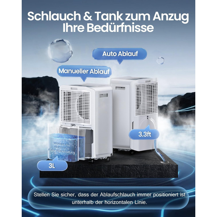 Електричний осушувач повітря 20л/день з цифровим дисплеєм, таймером та підключенням до каналізації. Для квартири, підвалу, вітальні.