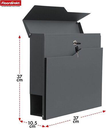 Поштовий ящик Floordirekt Jean Anthrazit сучасний з газетницею, кришкою та замком, антрацит