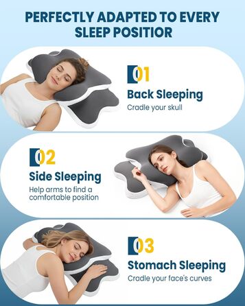 Охолоджуюча подушка для підтримки шиї з Memory Foam: ергономічна ортопедична подушка для сну на боці та спині