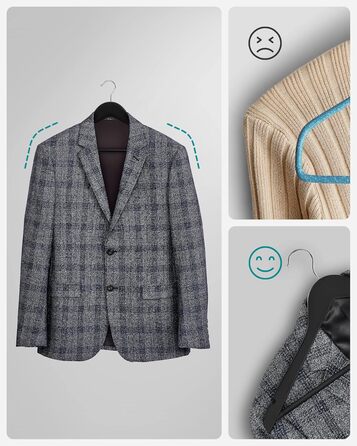 Плечики для одягу SONGMICS, 20 шт., з масиву дерева, з вирізами для плечей, неслизький тримач для штанів, обертовий на 360°, для костюмів, сорочок, натуральний колір + срібло