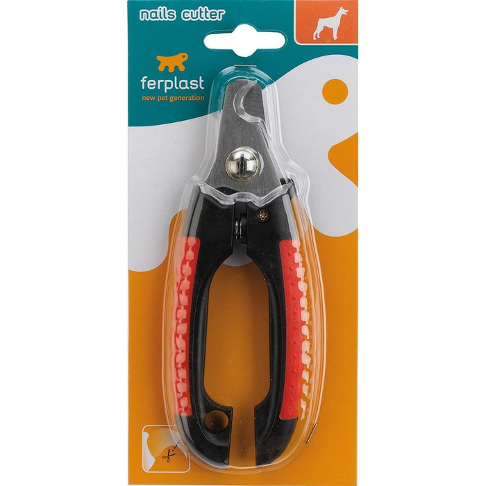Ножиці для обрізання кігтів собак Ferplast з обмежувачем та запобіжним замком, зручна та безпечна доглядова інструмент, неслизька ручка, розмір M