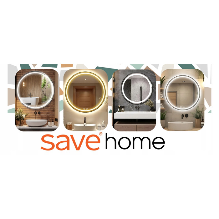 Настінне кругле дзеркало Save Home у пластиковій рамі, 600 x 600 мм