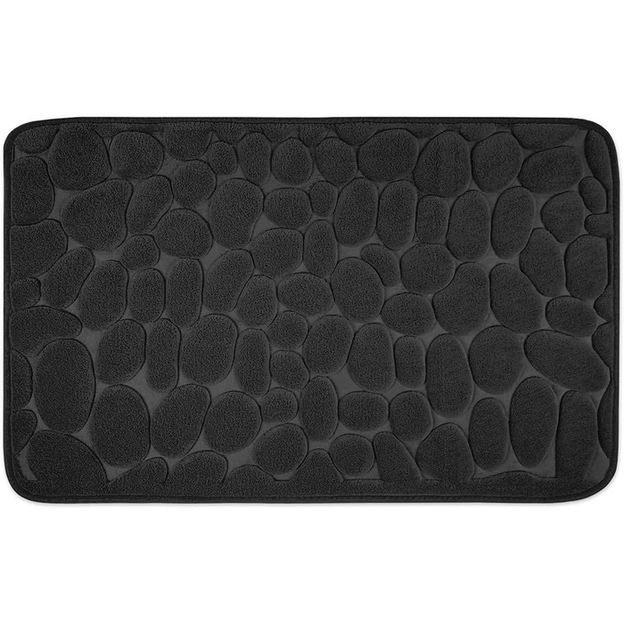 Memory Foam Bathroom Rug - Non-Slip Washable & Quick-Drying Bath Mat - 50x80 cm Black