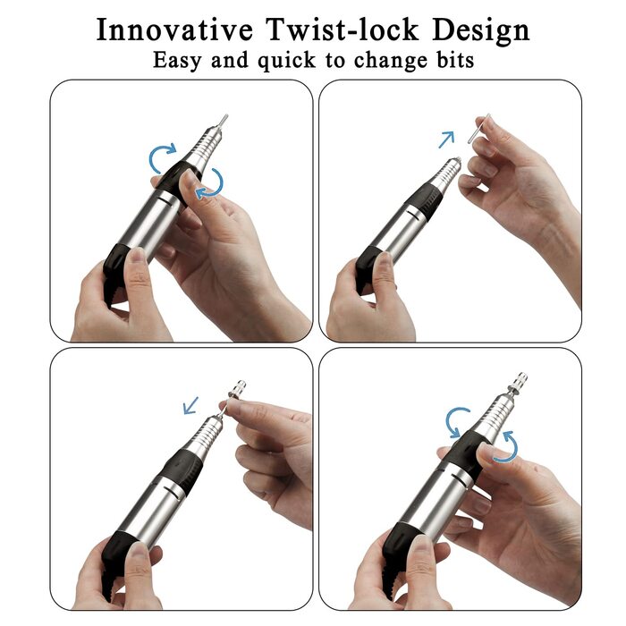 Nagelfräser JCMaster Profi: Електрична шліфувальна машинка для нігтів з педаллю, 35000 об/хв, 6 біт, чорна