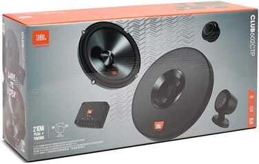 Автомобільна акустика JBL Club 602CTP, 2-смугові компонентні динаміки 210 Вт, 16 см, з твітерами і кросоверами, чорний